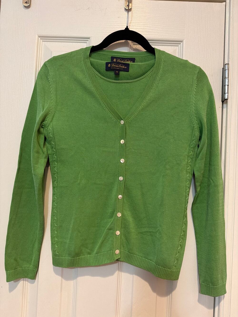 Brooks Brothers Fine Knit Twinset Cardigan Shell Set Lime Green